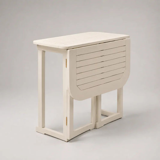 Rechteckiger Gartentisch aus massivem Akazienholz, klappbar, Weiß, 80 × 70 × 75 cm